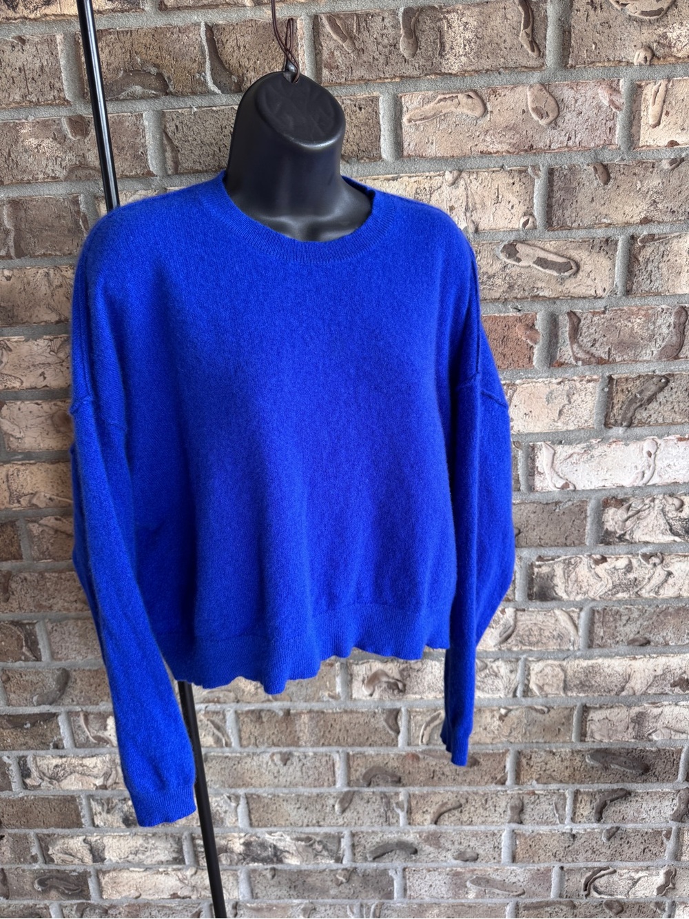 Pilcro Anthropologie Alani Cashmere Cropped Sweater Cobalt Blue Size 1X - Picture 4 of 13